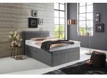 Boxspringbett, grau, B:156cm L:210cm, Box und Kopfteil: Strukturstoff (77% Polyester, 23% Viskose);Bezug der Obermatratze: 100% Polyester, WESTFALIA SCHLAFKOMFORT, Komplettbetten, Boxspringbett, wahlweise mit Bettkasten