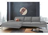 Ecksofa W.SCHILLIG "enjoy&MORE, Designsofa, bequem, zeitlos und elegant, L-Form", grau (dolphin r66), B:340cm H:87cm T:185cm, Chenille-Flachgewebe R66 (85% Polyester, 15% Nylon);Longlife Xtra-Leder Z59: Glattleder mit modischer Prägung. Hautstärke 0, 9 - 1, 1 mm;Stoff S37 (100% Polyester), Sofas, Ecksofa, Sitztiefenverstellung, Füße schwarz pulverbeschichtet, Breite 340 cm
