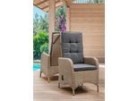Gartensessel DESTINY "PALMA", beige (natur meliert), B:60cm H:110cm T:62cm, Obermaterial: 100% Polyester. Miedereinsatz: 50% Polyester, 50% Polyurethan, Sessel, Gartensessel, Aluminium, Polyrattan, inkl. Auflagen