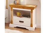 Nachtkonsole OTTO HOME "Graz", weiß (weiß, honig), B:55cm H:57cm T:39cm, Sideboards, Nachtkonsole, aus massiver Kiefer, mit aufwendigen Details, Breite: 55 cm