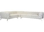 Chesterfield-Sofa HOME AFFAIRE "Amaury L-Form", beige, B:323cm H:75cm T:264cm, Struktur (100% Polyester);Samtoptik (100% Polyester), Sofas, Chesterfield-Sofa, großes Ecksofa, Chesterfield-Optik, Breite 323 cm, Fußfarbe wählbar