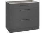 Unterschrank WIHO KÜCHEN "Unna", grau (front und korpus: anthrazit), B:90cm H:82cm T:57cm, Schränke, Unterschrank, 90 cm breit, mit 2 großen Auszügen, ohne Arbeitsplatte
