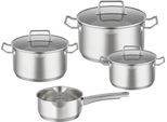 Topf-Set RÖSLE "EXPERTISO", silber (silberfarben), Töpfe, Topf-Set, Innenskalierung und Schüttrand, spülmaschinen- und induktionsgeeignet