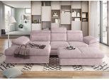 Ecksofa SIT & MORE "Cabrio L-Form, B: 295 cm, mit Sitztiefen-, Arm- & Kopfteilverstellung", rosa (rose), B:295cm H:87cm T:180cm, 100% Polyester, Sofas, Ecksofa, 2 Nierenkissen, Federkern, optional Bettfunktion und Stauraum