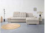 Ecksofa COTTA "Holiday L-Form mit Sitztiefen-, Armteil- und Kopfteilverstellung", beige, B:302cm H:86cm T:190cm, 100% Polyester, Sofas, Ecksofa, wahlweise mit Bettfunktion & Bettkasten