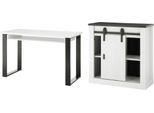 Schrank-Set HOME AFFAIRE "SHERWOOD", weiß (pinie weiß dekor), B:220cm H:91cm T:60cm, Kastenmöbel-Sets, Schrank-Set, Büromöbel Set mit Scheunentorbeschlag aus Metall, Breite ca. 220 cm