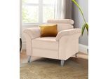 Sessel SIT & MORE "Arngast", beige (creme), B:101cm H:84cm T:93cm, Luxus-Microfaser ALTARA NUBUCK (100% Polyester);Struktur (100% Polyester);Flachgewebe (90% Polyester; 10% Polyamid), Sessel, Sessel, inklusive Federkern und Kopfteilverstellung