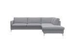 Ecksofa FLEXLUX "Fiore, L-Form, bequem und komfortabel durch hochwertigem Sitzaufbau", grau (sophisto gre), B:266cm H:85cm T:225cm, 100% Polyester, Sofas, Ecksofa, schmale Armlehnen, Kaltschaum, Füße Alu