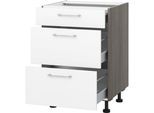 Kochfeldumbauschrank KOCHSTATION "KS-Trea U2AS60-H", weiß (weiß, eichefarben grau), B:60cm H:75cm T:56cm, Schränke, Kochfeldumbauschrank, mit drei Schubkästen, Breite 60 cm, Höhe 75 cm