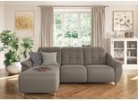 Ecksofa HOME AFFAIRE "Boston L-Form", braun (savannah), B:254cm T:170cm, Struktur (100% Polyester);Luxus-Microfaser Florence (100% Polyester);Chenille (100% Polyester);NaturLEDER (reines Rindsleder), Sofas, Ecksofa, Kopfteilverstellung an jeder Sitzfläche, wahlweise Relaxfunktion