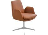 Drehstuhl K+W KOMFORT & WOHNEN "Cube", braun (brandy 72, edelstahloptik), B:63cm H:84cm T:65cm, Stühle, Drehstuhl, Rückholfunktion, Untergestell Edelstahloptik