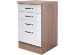 Unterschrank FLEX-WELL "Florenz", weiß (hochglanz weiß, sonoma eiche), B:50cm H:86cm T:57cm, Holzwerkstoff, Schränke, Unterschrank, (B x H x T) 50 x 86 x 60 cm, mit praktischen Schubkästen