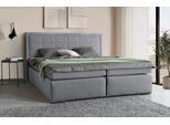 Boxspringbett COLLECTION AB "30 Jahre Jubiläums-Modell Athena", grau (hellgrau), B:193cm L:208cm, Holzwerkstoff, Spanplatte, Komplettbetten, Boxspringbett, in H2,H3 & H4, wahlweise mit LED-Leiste