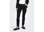 Cargohose ONLY "ONLMISSOURI REG ANK CARGO PNT NOOS", Damen, Gr. 34 (XS), Länge 32, schwarz, Web, Obermaterial: 98% Baumwolle, 2% Elasthan, unifarben, schmal knöchellang, Hosen Cargohose, mit Stretchsäumen