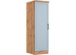 Vorratsschrank KOCHSTATION "KS-Lana", blau (matt hellblau, wotaneiche), B:50cm H:166cm T:60cm, Holzwerkstoff, MDF, Schränke, Vorratsschrank, Breite 50 cm