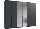 Kleiderschrank WIMEX "Mugano,in 5 Breiten,2 Höhen,2 Tiefen, viele Farben, Made in Germany", schwarz (grafit, griffe schwarz), B:270cm H:208cm T:58cm, Holzwerkstoff, Schränke, Kleiderschrank, mit langen Griffen aus Metall, mit oder ohne Spiegel