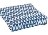 Sitzkissen H.O.C.K. "Portal", blau (blau, navy, geblümt), B:50cm H:10cm L:50cm, Polyacryl (dralon), Dekokissen_Sitzkissen_Kissenhüllen, Sitzkissen, mit Zick-Zack Muster