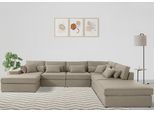 Wohnlandschaft OTTO HOME "Florid U-Form", grau (taupe), B:360cm H:75cm T:260cm, Baumwollmix (60% Baumwolle/40% Leinen);Struktur fein (100% Polyester);Samtoptik (100% Polyester);Samtvelours (100% Polyester);Struktur (100% Polyester);Struktur recycelt (100% recyceltes Polyester), Sofas, Wohnlandschaft, 6 Teile, bestehend aus Modulen, viele Bezugsqualitäten, auch in Cord