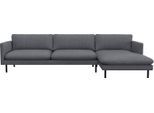 Ecksofa FLEXLUX "Bolzano, elegant und bequem, L-Form", blau (navy blau), B:294cm H:61cm T:165cm, 62% Polyester, 17% Cotton, 14% Viscose, 7% Linen, Sofas, Ecksofa, Sitzaufbau mit Kaltschaum & Stahl-Wellen, loose Sitz -& Rückenkissen