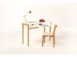 Schreibtisch WOODMAN "Farringdon", braun (weiß, eiche), B:122cm H:84cm T:43cm, Tische, Schreibtisch, skandinavisches Design, Home Office, praktisch ausziehbar, FSC