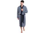 Herrenbademantel WEWO FASHION "2726, ideal für Sauna & Spa, Hotelbademantel, Morgenmantel" Gr. XXL, blau (navy patterned), L:120cm, Polycotton, Hausmäntel, Herrenbademantel, tolle Musterung