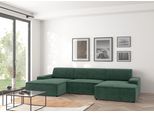 Wohnlandschaft TRENDMANUFAKTUR "Graz, wahlweise mit Sitzvorschub und Bettkasten, U-Form, Breite 329 cm", grün (dunkelgrün), B:329cm H:73cm T:162cm, 92% Polyester, 8% Polyamid, Sofas, Wohnlandschaft, in Cord-, haustierfreundlichem LEO Struktur- oder LUMOS-3D-Bezug