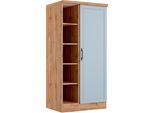 Vorratsschrank KOCHSTATION "KS-Lana", blau (matt hellblau, wotaneiche), B:80cm H:166cm T:60cm, Holzwerkstoff, MDF, Schränke, Vorratsschrank, Breite 80 cm