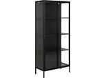 Vitrine ACTONA GROUP "New York", schwarz, B:80cm H:180cm T:40cm, Metall, Schränke, Vitrine, schwarzes Metall, mit Glastüren und 4 Fächern, Höhe 180cm