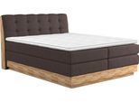 Boxspringbett HOME AFFAIRE "Naome", schwarz (charcoal), B:201cm L:217cm, 100% Polyester, Komplettbetten, Boxspringbett, Boxspringbett, Inklusive Topper