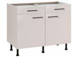 Unterschrank WIHO KÜCHEN "Nisos", beige (front: cashmere, korpus: cashmere), B:100cm H:86,5cm T:58cm, Schränke, Unterschrank, 100 cm breit, Soft-Close in Schubladen, verstellbare Füße, ohne Platte
