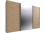 Kleiderschrank WIMEX "Mugano, Made in Germany, Lieferung bis in Deine Etage und Stellort", schwarz (artisan, eiche nachbildung, griffe schwarz), B:360cm H:236cm T:65cm, Holzwerkstoff, Schränke, Kleiderschrank, 3 Schwebetüren, große Größen, mit oder ohne Spiegel, Metallgriffe