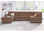 Wohnlandschaft SIT & MORE "Pisa U-Form", braun, B:319cm H:89cm T:168cm, Flachgewebe (100% Polyester);Luxus-Microfaser1 (100% Polyester);Luxus Microfaser2 (90% Polyester, 10% Polyamid), Sofas, Wohnlandschaft, mit Federkern, wahlweise mit Bettfunktion