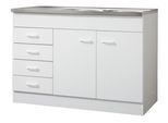 Spülenschrank KOCHSTATION "KS-Elster", weiß, B:120cm H:85cm T:60cm, Holzwerkstoff, Schränke, Spülenschrank, Breite 120 cm