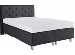Boxspringbett, grau (anthrazit), B:154cm L:210cm, Bezug Unterbox und Kopfteil: Strukturstoff (77% Polyester und 23% Viskose);Bezug Obermatratze 100% Polyester, WESTFALIA SCHLAFKOMFORT, Komplettbetten, Boxspringbett, in diversen Ausführungen
