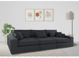 3-Sitzer OTTO HOME "Enid", grau (anthrazit), B:360cm H:75cm T:130cm, Baumwollmix (60% Baumwolle/40% Leinen);Struktur fein (100% Polyester);Samtoptik (100% Polyester);Samtvelours (100% Polyester);Struktur (100% Polyester);Struktur recycelt (100% recyceltes Polyester), Sofas, 3-Sitzer, 3 Teile, bestehend aus Modulen, in vielen Bezügen, auch in Breitcord