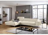 Ecksofa W.SCHILLIG "piedroo, Designsofa mit tollem Sitzkomfort, bequem und elegant, L-Form", grau (eisgrau z59), B:343cm H:70cm T:193cm, Longlife Xtra-Leder Z59: Glattleder mit modischer Prägung. Hautstärke 0, 9 - 1, 1 mm, Sofas, Ecksofa, Kopfteilverstellung, wahlweise mit Sitztiefenverstellung, Breite 343cm