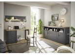 Büromöbel-Set OTTO HOME "Westminster", grau (grau dunkel), B:341cm H:170cm T:60cm, Holzwerkstoff, Metall, Arbeitsmöbel-Sets, Büromöbel-Set, im romantischen Landhausstil, exclusiv by Otto