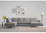Wohnlandschaft SIT & MORE "Fashion U-Form", grau, B:338cm H:84cm T:207cm, Sofas, Wohnlandschaft, wahlweise mit Kopfteilverstellung, Vorziehsitz, motorisch, Nickelfüße