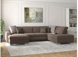 Wohnlandschaft SIT & MORE "Dundee U-Form", grau (taupe), B:338cm H:86cm T:219cm, Sofas, Wohnlandschaft, mit Federkern und Edelstahlfüßen, wahlweise mit Kopfteilverstellung