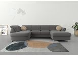 Wohnlandschaft SIT & MORE "Apulia U-Form", grau, B:304cm H:78cm T:192cm, Webstoff (100% Polyester);Struktur weich (90% Polyester, 10% Polyamid);Luxus-Microfaser Euphoria (100% Polyester), Sofas, Wohnlandschaft, wahlweise Bettfunktion, Bettkasten und Kopf- und Armteilverstellung