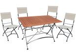 Garten-Essgruppe GARDEN PLEASURE "TRIEST", braun (braun, beige, schwarz, beige, schwarz), B:280cm H:89cm T:120cm, FSC-zertifiziertes Massivholz, Kunststoff, Stahl, Sitzmöbel-Sets, Garten-Essgruppe, mit platzsparender Klappfunktion