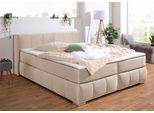 Boxspringbett HOME AFFAIRE "Chelles", beige, B:167cm L:225cm, Samtoptik (100% Polyester);Bezug der Spiegelfläche Matratzendrell aus 100% Polyester;Struktur fein 100% Polyester), Komplettbetten, Boxspringbett, inkl. Kaltschaumtopper, in 5 Breiten und 3 Matratzenarten