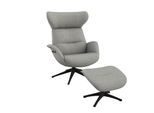Relaxsessel FLEXLUX "Fernsehsessel More, ergonomisch, drehbar, robuster Fuß, Scandi", grau (sophisto grau), B:90cm H:107cm T:89cm, 100% Polyester, Sessel, Relaxsessel, Premium Komfort, Rücken- & Kopfteilverstellung, drehbar, Fuß schwarz