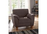 Sessel HOME AFFAIRE "Alta", braun (dunkelbraun), B:101cm H:87cm T:88cm, Struktur ( 100% Polyester);Struktur fein ( 100% Polyester);Luxus-Microfaser (100% Polyester), Sessel, Sessel, mit Federkern und Kontrastnaht, Füße Buche eichefarben