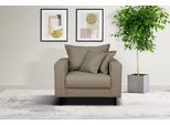 Sessel HOME AFFAIRE "VEYRAS Loungesessel, Maße B/T/H: 95/84/76 cm", grau (taupe), B:95cm H:76cm T:84cm, 100% Polyester, Sessel, Sessel, mit Wellenunterfederung, incl. Kissen