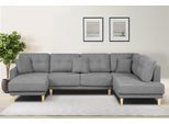 Wohnlandschaft HOME AFFAIRE "TRIPLO U-Form wahlweise mit Schlaffunktion, B/T/H: 310/192/90 cm", grau (hellgrau), B:310cm H:90cm T:192cm, 92% Polyester, 8% Nylon, Sofas, Wohnlandschaft, Schlafsofa, auch mit Bettkasten, Steppung im Rückenkissen