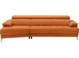 Ecksofa EGOITALIANO "Soul, extravagantes Designsofa, Megasofa, super bequem, tolle Details", orange, B:246cm H:99cm T:140cm, Leder »BULL« (echtes Rindsleder). Geschliffenes, pigmentiertes und behandeltes Rindsleder mit einer Dicke von 1, 3-1, 5 mm. Dieses Leder zeigt eine ziemlich weiche Hand mit einem halb undurchsichtigen Aussehen. Es handelt sich um ein geschütztes Leder. Eine leichte Deckschic