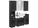Badmöbel-Set HOME AFFAIRE "Malmö, 5 teilig, inklusive LED Beleuchtung, bestehend aus:", schwarz, B:150cm H:182cm T:34cm, Kastenmöbel-Sets, Badmöbel-Set, Hochschrank, Waschbeckenunterschrank, Spiegelschrank, Unterschrank, Hängeschrank