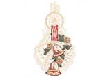 Fensterbild "Kerze und Glocken" Gr. 1, rot (ecru, goldfarben, rot), B:20cm H:37cm, Polyester, W. REUTER & SOHN - PLAUENER SPITZE, Fensterbilder, Fensterbild, Made in Germany