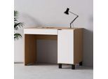 Schreibtisch VOX "SIMPLE Computertisch mit Stauraum, langlebige und stabile Qualität", eiche, weiß, eiche, B:110cm H:86,7cm T:55cm, Tische, Schreibtisch, Bürotisch mit Schublade & Schrank in 3 Farben erhältlich, Metallgriffe